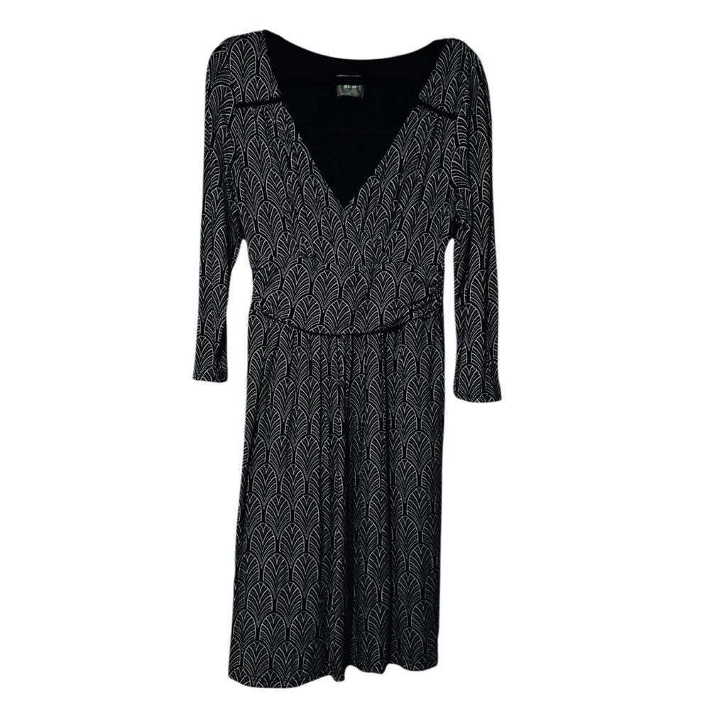 Maeve by Anthropologie Galena Midi Dress – Black & White Art Deco Print – Size M - Picture 5 of 9